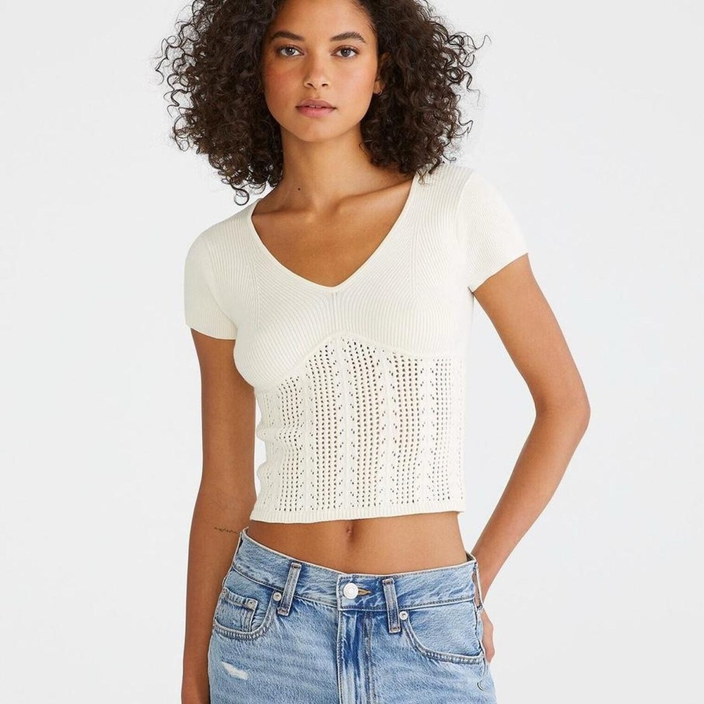 Aeropostale Cream Knit Crop Top